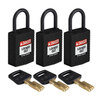 SafeKey Padlocks - Compact, Black, KA - Keyed Alike, Plastic, 25.40 mm, 3 Piece / Box